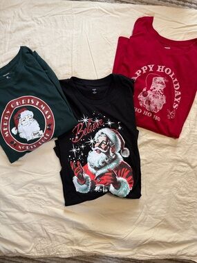 Women’s 3x set of 3 holiday Santa shirts